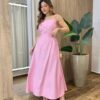 Conjunto Feminino Solange Cropped com Bojo e Saia com Lastex Rosa - Fernanda Ramos Store
