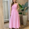 Conjunto Feminino Solange Cropped com Bojo e Saia com Lastex Rosa - Fernanda Ramos Store