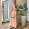 Conjunto Feminino Vera Regata e Saia Midi com Amarralção Salmão - Fernanda Ramos Store