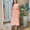 Conjunto Feminino Vera Regata e Saia Midi com Amarralção Salmão - Fernanda Ramos Store