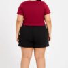 Conjunto Maria Plus Blusa Manga Curta e Short com Detalhe Vinho - Fernanda Ramos Store