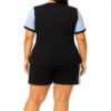 Conjunto Plus Ingrid Blusa Manga Curta e Short com Amarração Azul - Fernanda Ramos Store