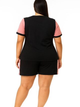 Conjunto Plus Ingrid Blusa Manga Curta e Short com Amarração Rosê - Fernanda Ramos Store