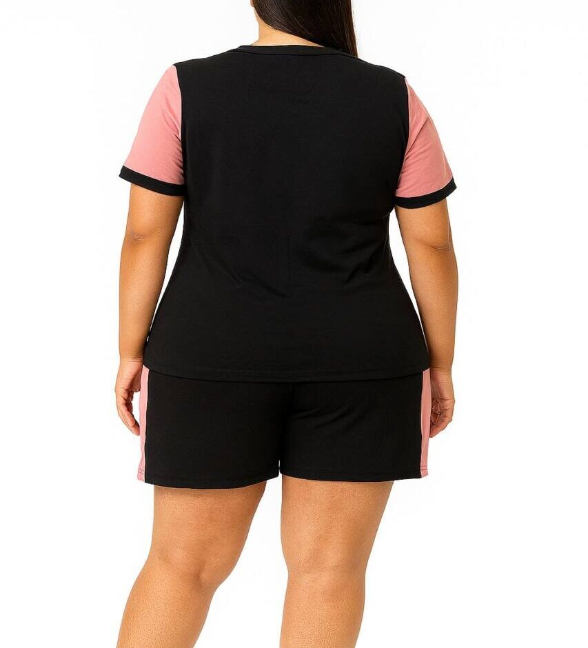 Conjunto Plus Ingrid Blusa Manga Curta e Short com Amarração Rosê - Fernanda Ramos Store