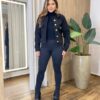 Jaqueta Feminina Lã Batida com Botões Dourado Preto - Fernanda Ramos Store