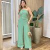 Macacão Longo Feminino Angelina com Bojo Detalhe em Botões Verde - Fernanda Ramos Store