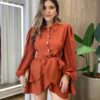 Macaquinho Curto Anye sem Bojo em Camadas TerraCota - Fernanda Ramos Store