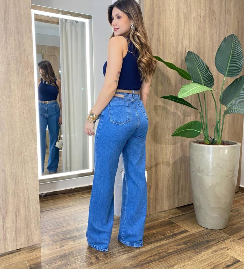 Regata Feminina Canelada Nanci Gola Alta Azul Marinho - Fernanda Ramos Store