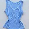 Regata Feminina Canelada Suellen com Detalhes e Botões Azul Bebê - Fernanda Ramos Store