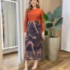 Saia Feminina Midi Amber Tule Estampa Mármore Marrom - Fernanda Ramos Store