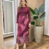 Saia Feminina Midi Amber Tule Estampa Mármore Vinho - Fernanda Ramos Store
