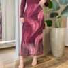 Saia Feminina Midi Amber Tule Estampa Mármore Vinho - Fernanda Ramos Store