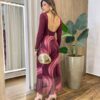 Saia Feminina Midi Amber Tule Estampa Mármore Vinho - Fernanda Ramos Store