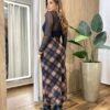 Saia Feminina Midi Manu Tule Estampa Xadrez Marrom - Fernanda Ramos Store