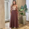 Saia Longa Feminina Elza com Zíper e Botão Chocolate - Fernanda Ramos Store