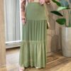 Saia Longa Feminina em Tule com Transparência Verde Oliva - Fernanda Ramos Store