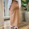 Saia Longa Feminina Vera com Cinto e Bolsos Couro Eco Caramelo - Fernanda Ramos Store