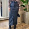 Saia Longa Feminina Vera com Cinto e Bolsos Couro Eco Preta - Fernanda Ramos Store