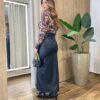 Saia Longa Feminina Vera com Cinto e Bolsos Couro Eco Preta - Fernanda Ramos Store