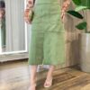 Saia Midi Feminina Aria em Suede Bolso Frontal Verde - Fernanda Ramos Store
