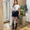 Short Saia Feminino Eliza com Bababdos e Zíper Lateral Preto - Fernanda Ramos Store