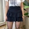 Short Saia Feminino Eliza com Bababdos e Zíper Lateral Preto - Fernanda Ramos Store
