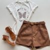 T-shirt Feminina Manga Curta Estampada Borboleta Off White - Fernanda Ramos Store
