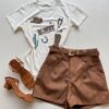T-shirt Feminina Manga Curta Estampada Howdy Off White - Fernanda Ramos Store