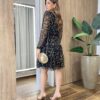 Vestido Feminino Curto Margarida Manga Longa Animal Print Ocre - Fernanda Ramos Store