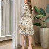 Vestido Feminino Curto Margarida Manga Longa Off Popcorn - Fernanda Ramos Store