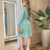 Vestido Feminino Curto Margarida Manga Longa Verde Menta - Fernanda Ramos Store