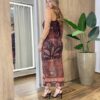 Vestido Midi Ana em Tule sem Bojo Nula Manga Estampado Marrom - Fernanda Ramos Store