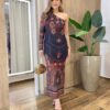Vestido Midi Ana em Tule sem Bojo Nula Manga Estampado Preto - Fernanda Ramos Store