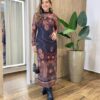 Vestido Midi Bruna de Tule sem Bojo Manga Longa Estampa Abacaxi - Fernanda Ramos Store