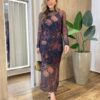 Vestido Midi Bruna de Tule sem Bojo Manga Longa Estampa Flor-Seda - Fernanda Ramos Store