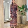 Vestido Midi Bruna de Tule sem Bojo Manga Longa Estampa Pássaros - Fernanda Ramos Store