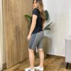 Bermuda Feminina Fitness com Detalhe Lateral Cinza - Fernanda Ramos Store