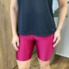 Bermuda Feminina Fitness Detalhe Cintilante Fucsia - Fernanda Ramos Store