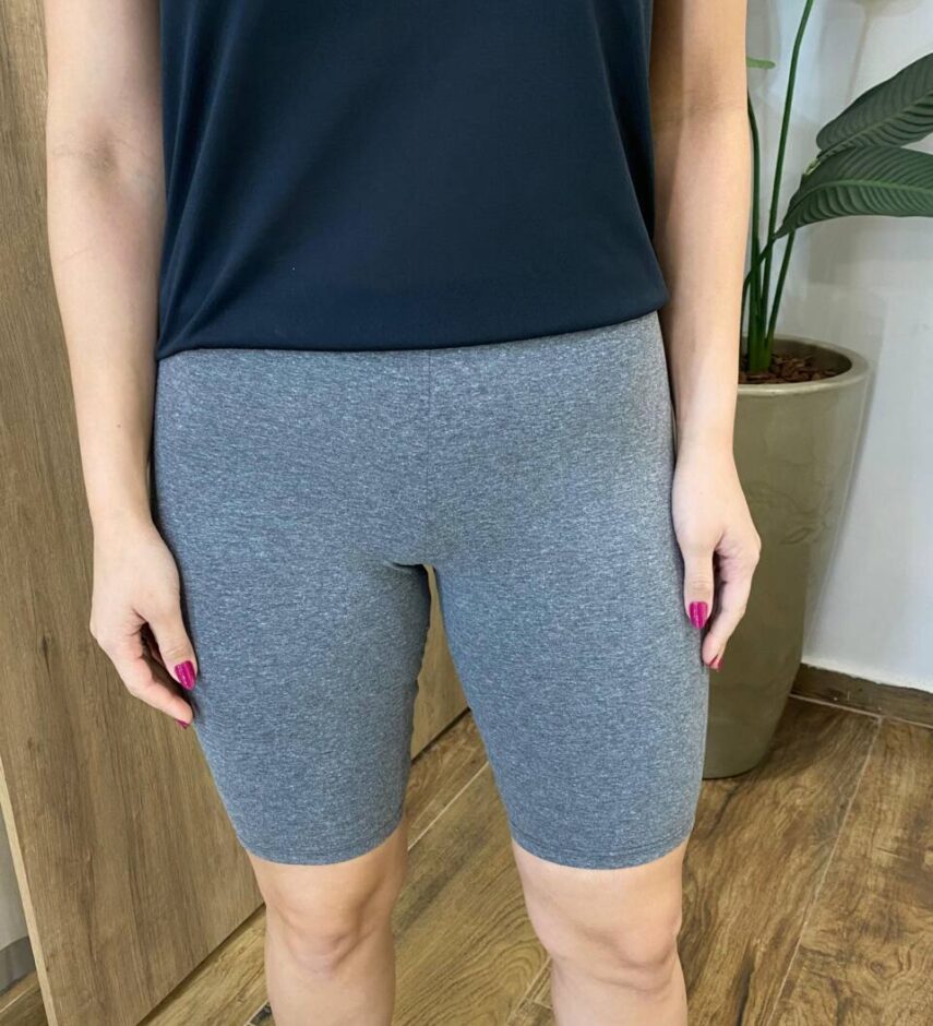 Bermuda Feminina Fitness em Cotton Ciclista Cinza - Fernanda Ramos Store