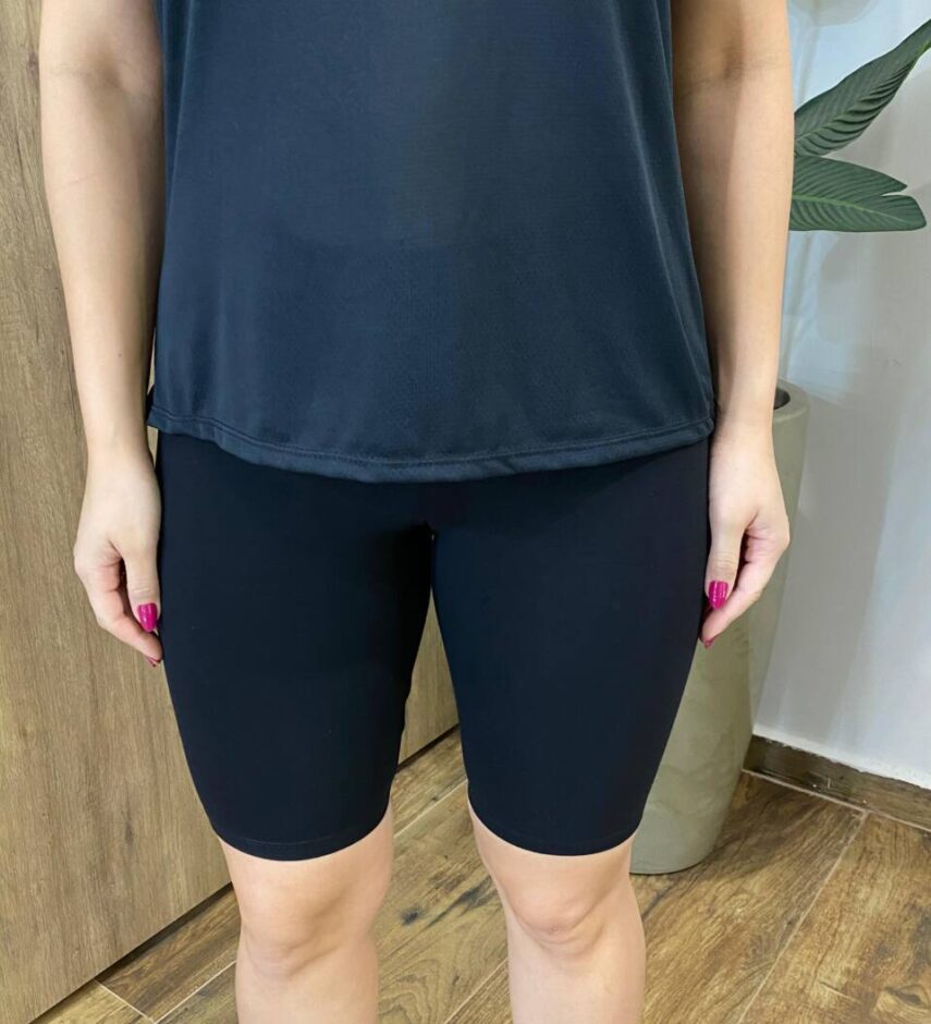 Bermuda Feminina Fitness em Cotton Ciclista Preta - Fernanda Ramos Store