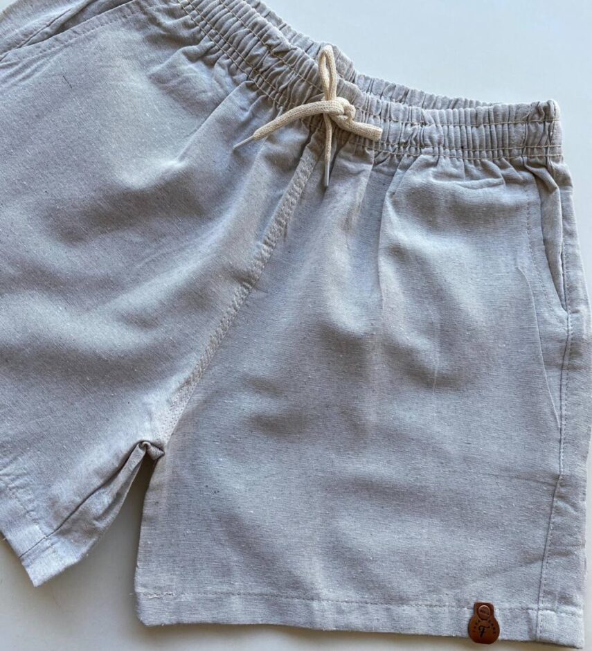 Bermuda Masculina Casual Curta com Cordão Cru - Fernanda Ramos Store