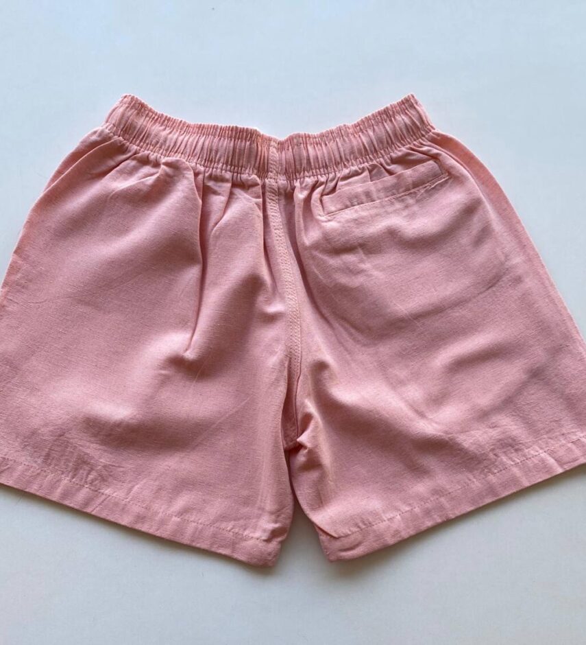 Bermuda Masculina Casual Curta Linho com Bolsos Rosa - Fernanda Ramos Store