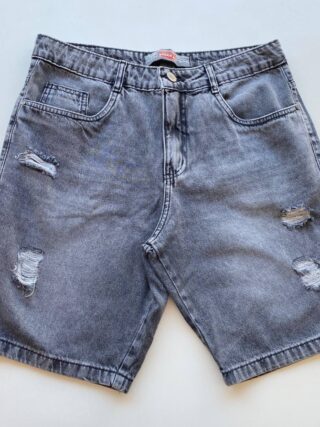 Bermuda Masculina Jeans Detalhe Destroyed Preto Estonado - Fernanda Ramos Store