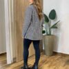 Blazer Manga Longa Feminino Plus com Detalhes Preto e Branco - Fernanda Ramos Store