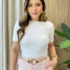 Blusa Feminina Annie Tricot Modal Tecido Trabalhado Branca - Fernanda Ramos Store