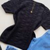Blusa Feminina Annie Tricot Modal Tecido Trabalhado Preto - Fernanda Ramos Store