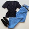 Blusa Feminina Annie Tricot Modal Tecido Trabalhado Preto - Fernanda Ramos Store