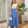 Blusa Feminina Antonella Manga Curta Bordado na Manga Nude - Fernanda Ramos Store