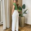 Blusa Feminina Fafá Manga Curta Gola Dobrável Verde Musgo - Fernanda Ramos Store
