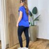 Blusa Feminina Fitness Manga Curta sem Bojo Azul Royal - Fernanda Ramos Store